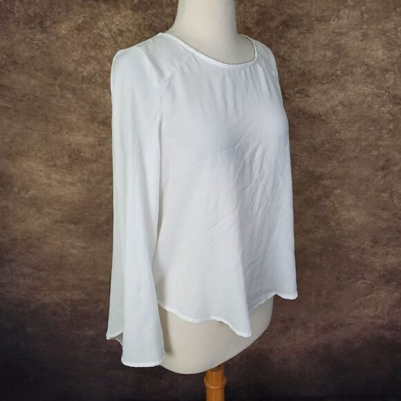 CQ BY CQ Floaty White Blouse Hi-Lo Cut Out S - Picture 2 of 8